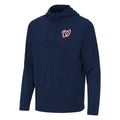 Washington Nationals Antigua Connected Quarter-Zip Pullover Hoodie - Navy Hoodies