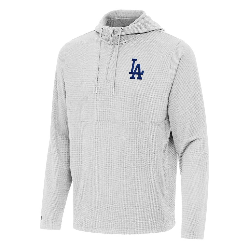 Los Angeles Dodgers Antigua Connected Quarter-Zip Pullover Hoodie - Gray Hoodies