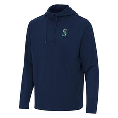 Seattle Mariners Antigua Connected Quarter-Zip Pullover Hoodie - Navy Hoodies