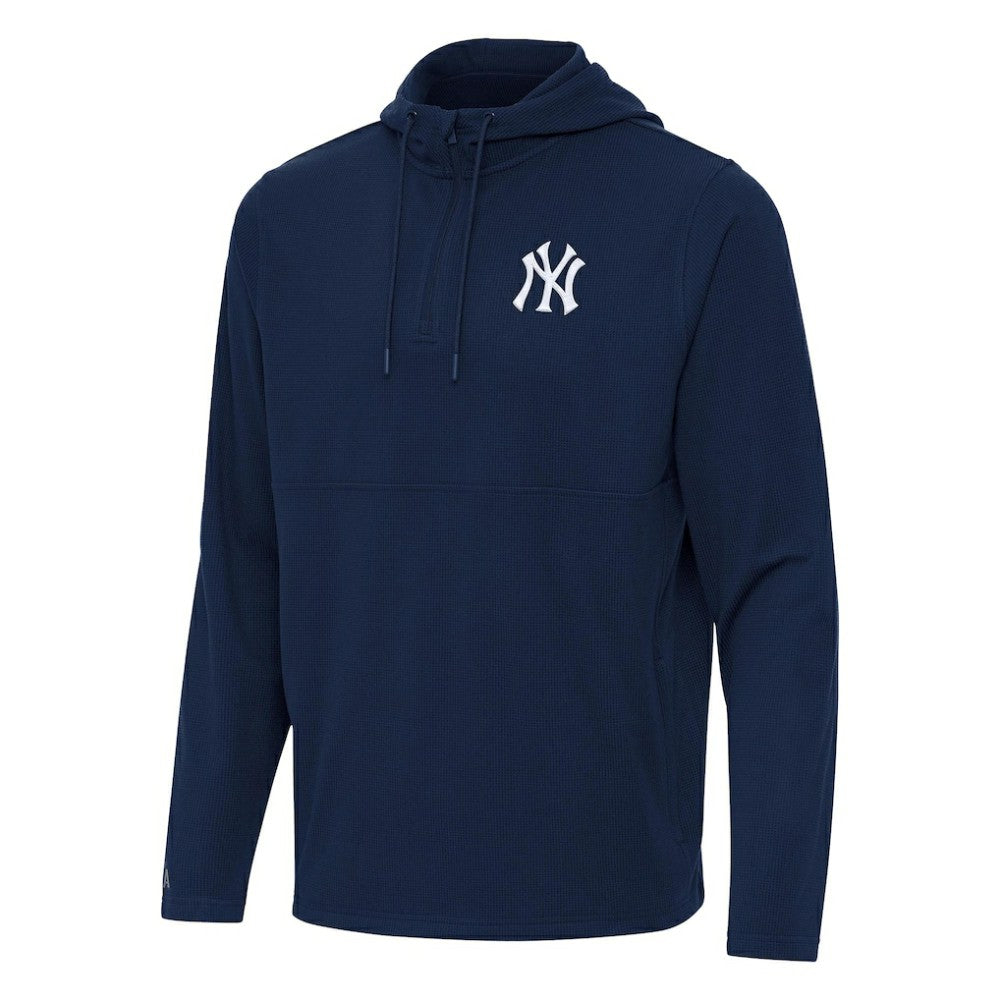 New York Yankees Antigua Connected Quarter-Zip Pullover Hoodie - Navy Hoodies