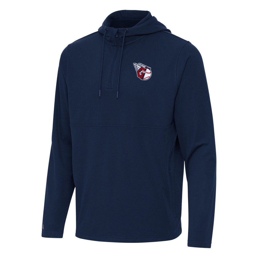 Cleveland Guardians Antigua Connected Quarter-Zip Pullover Hoodie - Navy Hoodies