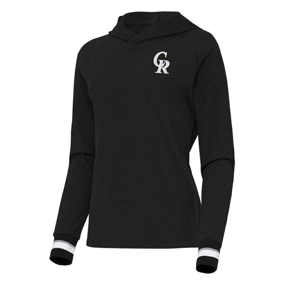 Colorado Rockies Antigua Women's Trek Pullover Hoodie - Black Hoodies