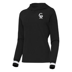Colorado Rockies Antigua Women's Trek Pullover Hoodie - Black Hoodies