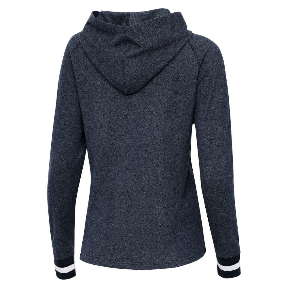 Tampa Bay Rays Antigua Women's Trek Pullover Hoodie - Heather Navy Hoodies