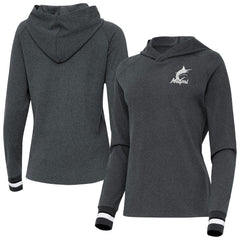 Miami Marlins Antigua Women's Trek Pullover Hoodie - Heather Charcoal Hoodies