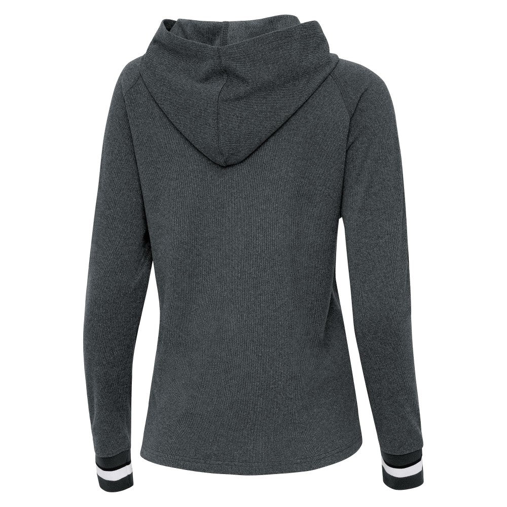 Miami Marlins Antigua Women's Trek Pullover Hoodie - Heather Charcoal Hoodies