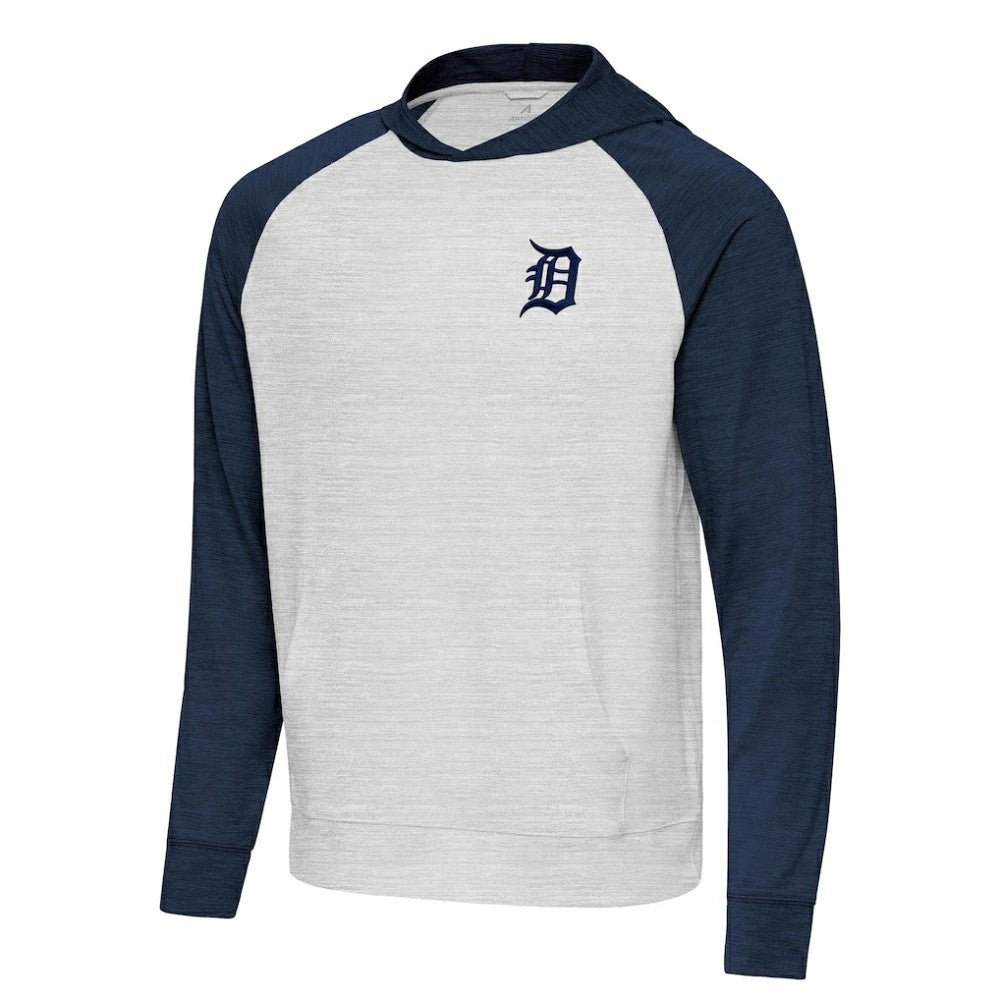 Detroit Tigers Antigua Urgent Pullover Hoodie - Heather Navy/Gray Hoodies