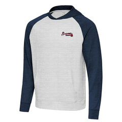 Atlanta Braves Antigua Urgent Pullover Hoodie - Heather Navy/Gray Hoodies