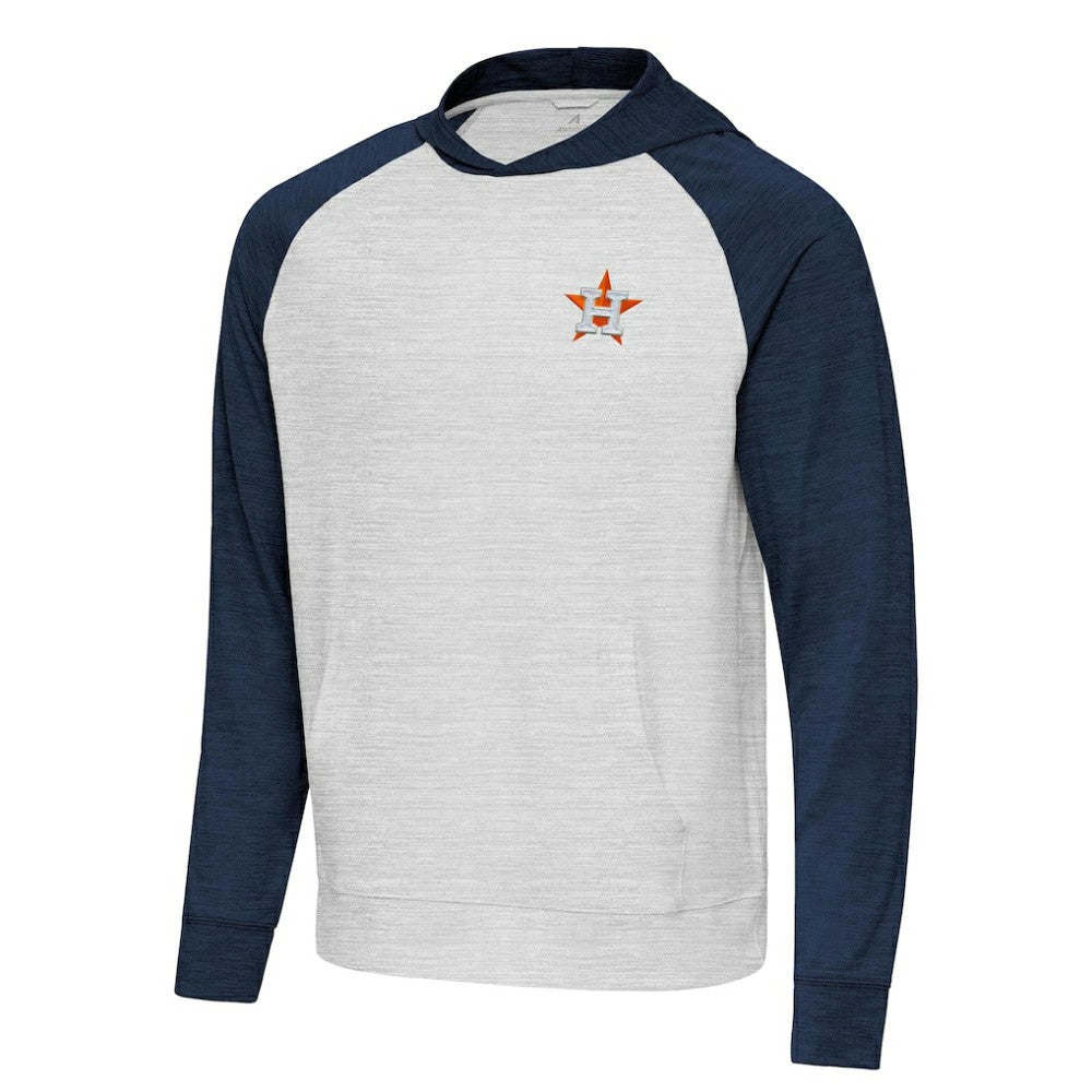 Houston Astros Antigua Urgent Pullover Hoodie - Heather Navy/Gray Hoodies