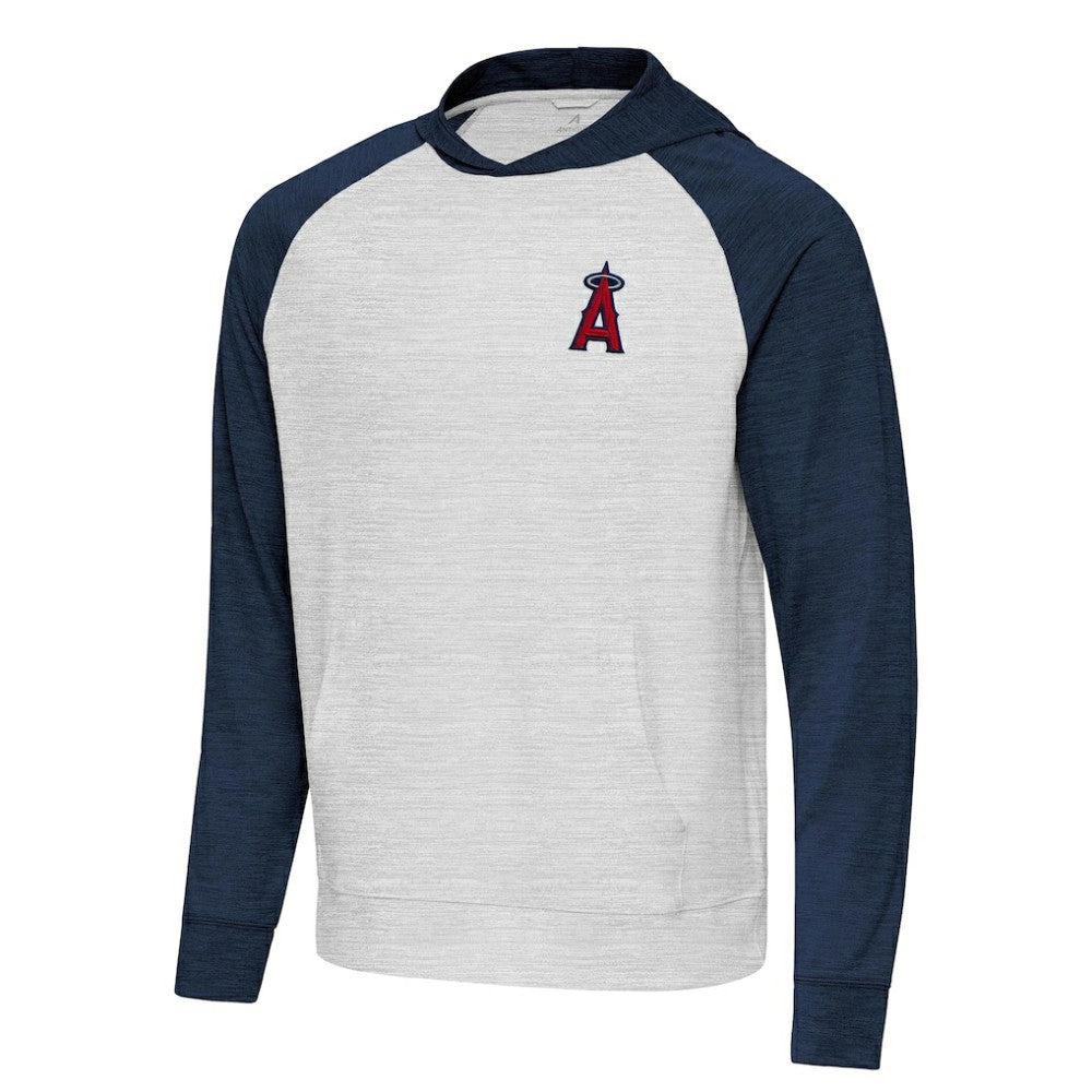 Los Angeles Angels Antigua Urgent Pullover Hoodie - Heather Navy/Gray Hoodies