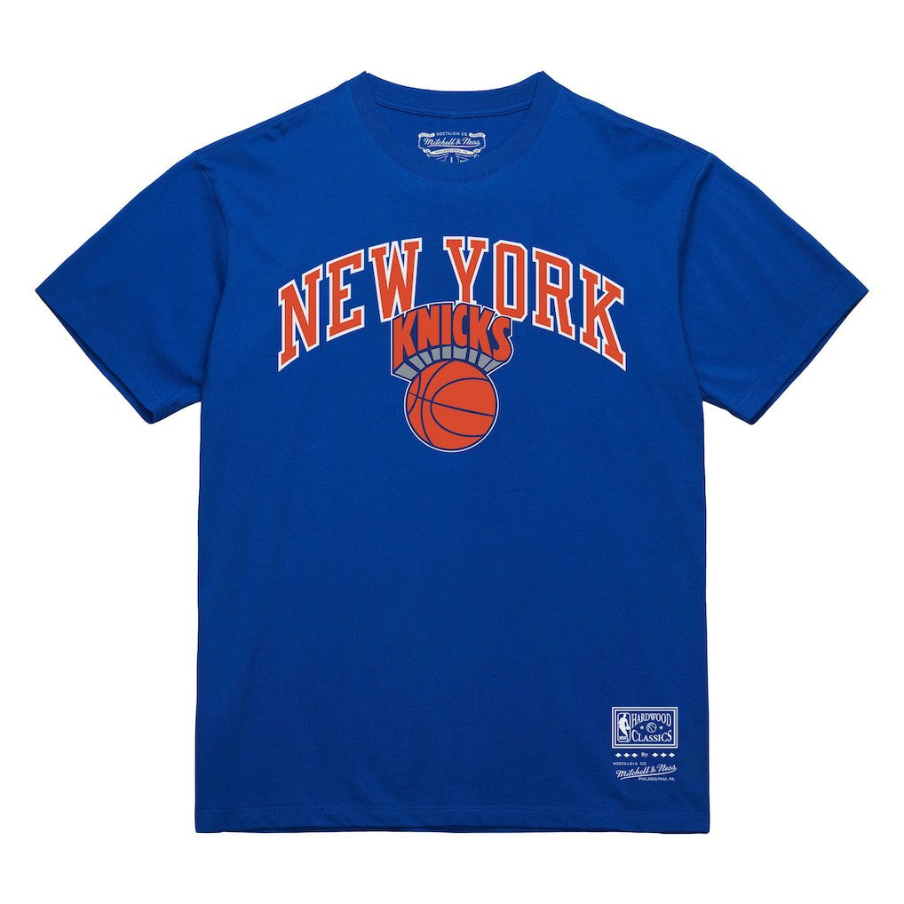 New York Knicks Hardwood Classics Vintage Logo T-Shirt Blue - Mitchell & Ness
