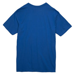 New York Knicks Striped Logo Lockup Premium T-Shirt Royal - Mitchell & Ness