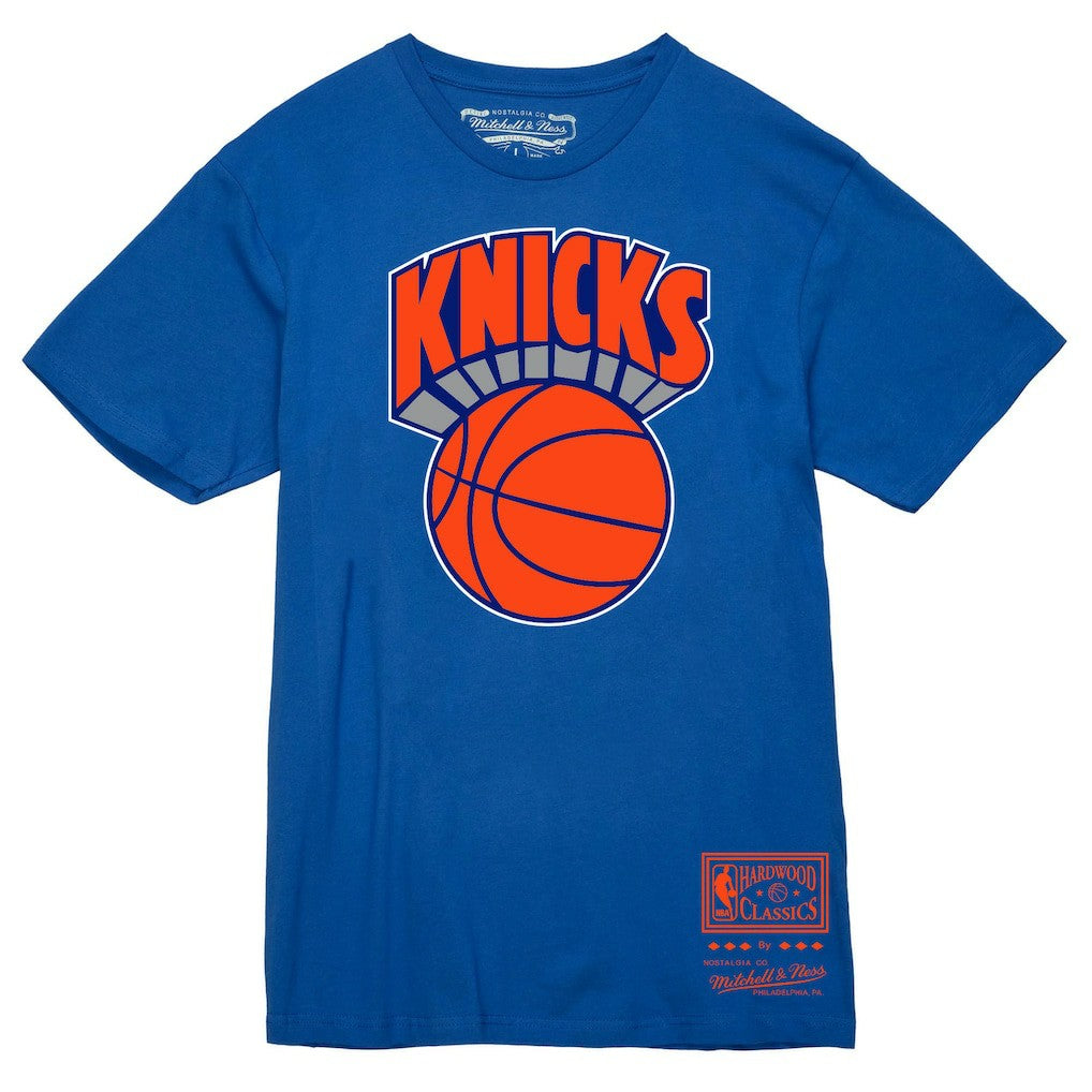 New York Knicks Hardwood Classics Vintage Logo T-Shirt Blue - Mitchell & Ness