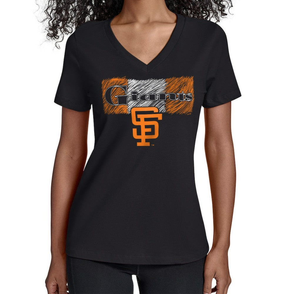San Francisco Giants Starter Women's Team Color Shading V-Neck T-Shirt - Black T-shirts