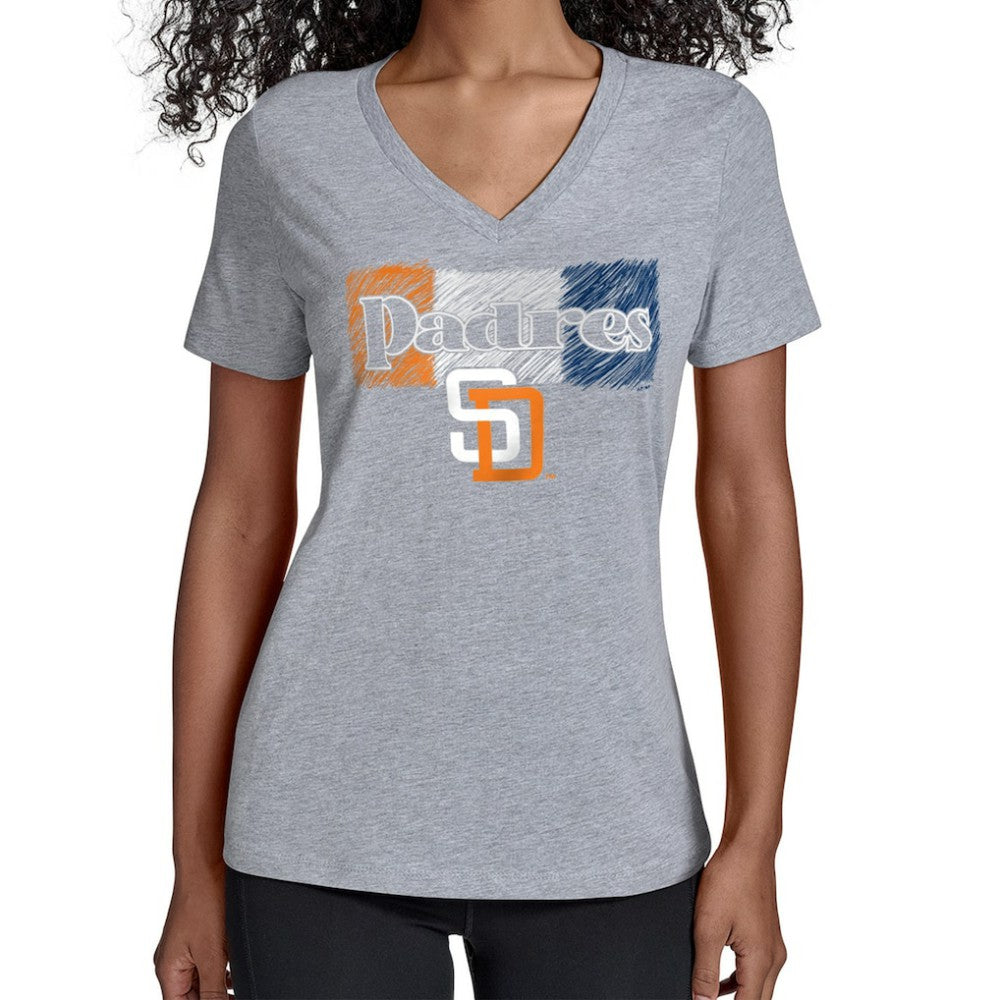 San Diego Padres Starter Women's Team Color Shading V-Neck T-Shirt - Gray T-shirts