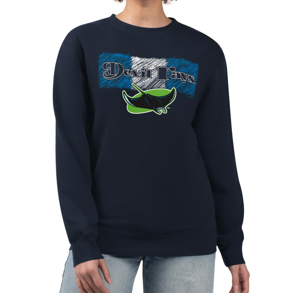 Tampa Bay Rays Starter Women's Team Color Shading Fleece Pullover Sweatshirt - Navy Pullover