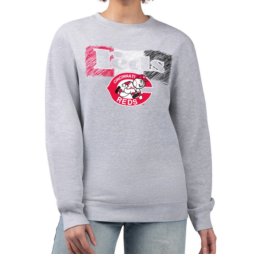 Cincinnati Reds Starter Women's Team Color Shading Fleece Pullover Sweatshirt - Gray Pullover