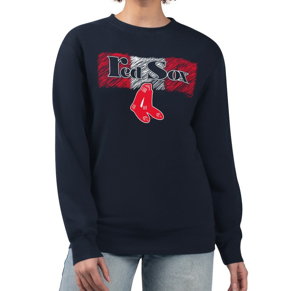 Boston Red Sox Starter Women's Team Color Shading Fleece Pullover Sweatshirt - Navy Pullover