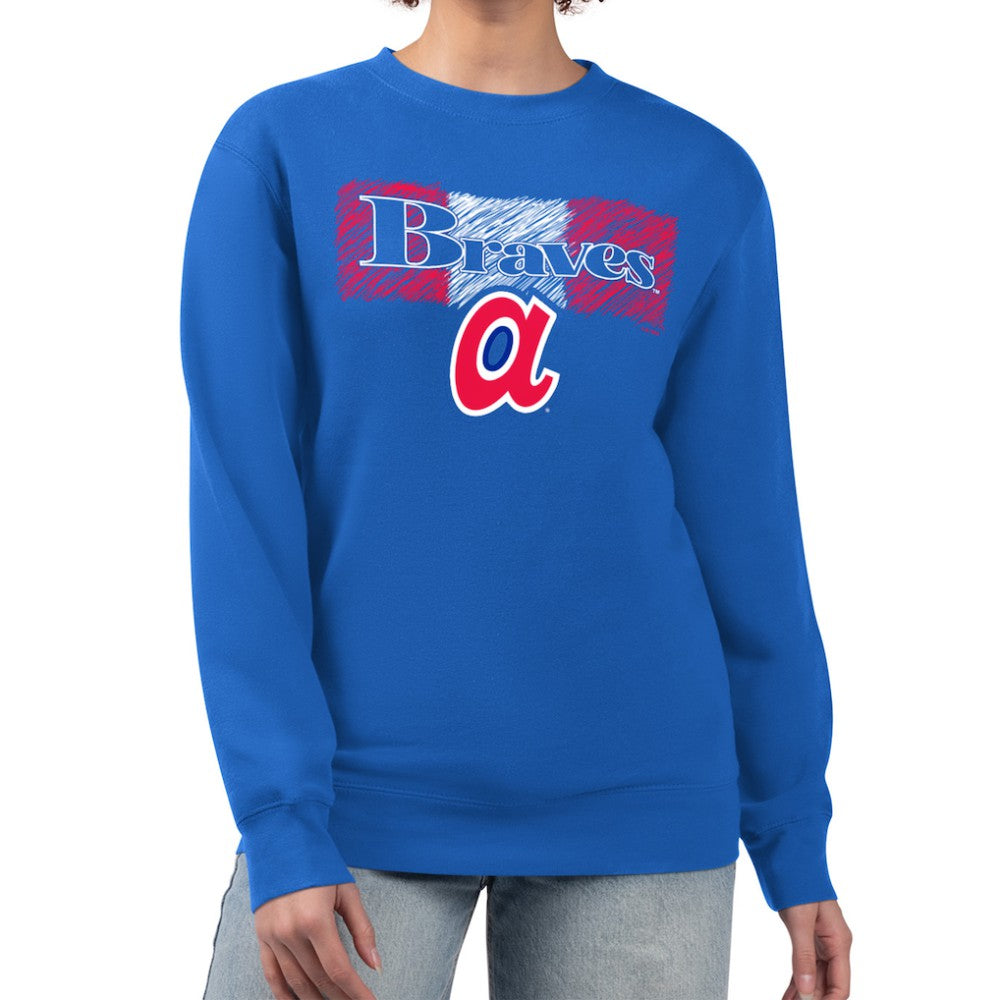 Atlanta Braves Starter Women's Team Color Shading Fleece Pullover Sweatshirt - Royal Pullover