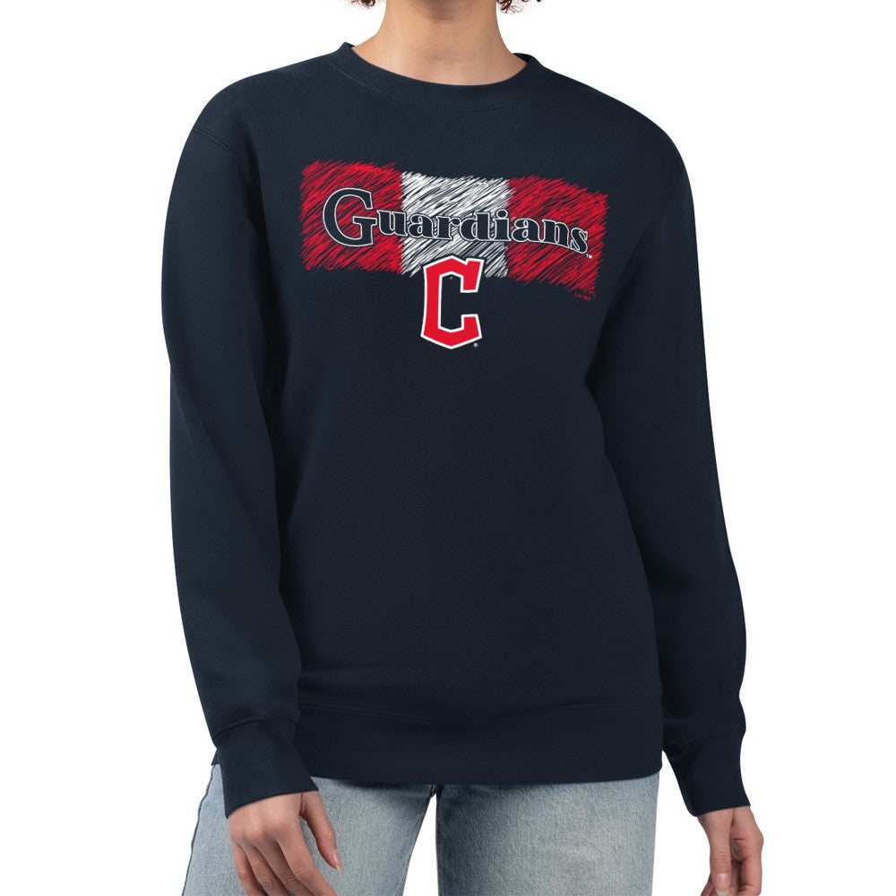Cleveland Guardians Starter Women's Team Color Shading Fleece Pullover Sweatshirt - Navy Pullover