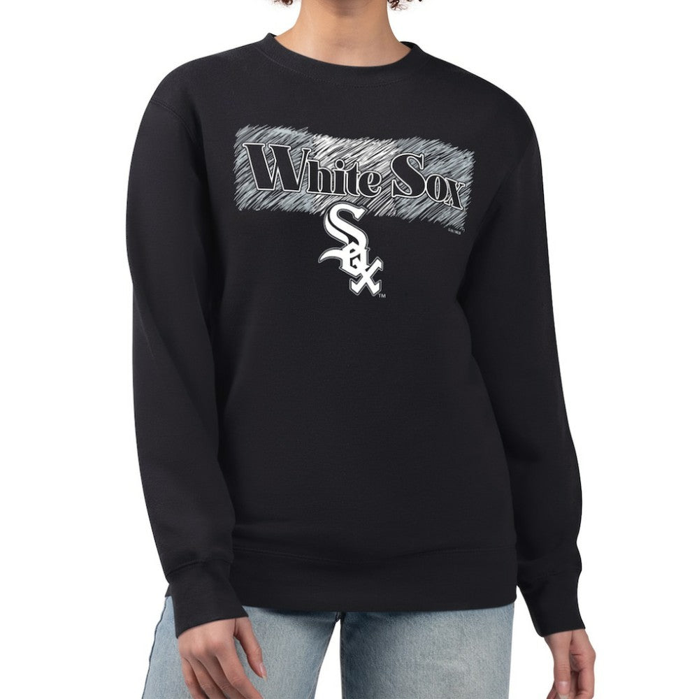 Chicago White Sox Starter Women's Team Color Shading Fleece Pullover Sweatshirt - Black Pullover