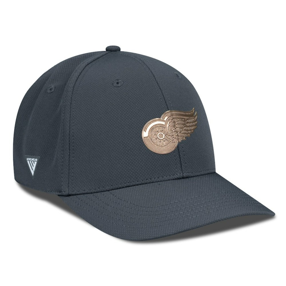 Detroit Red Wings Levelwear Rise Copper Insignia Flex Hat - Charcoal | US 203155806