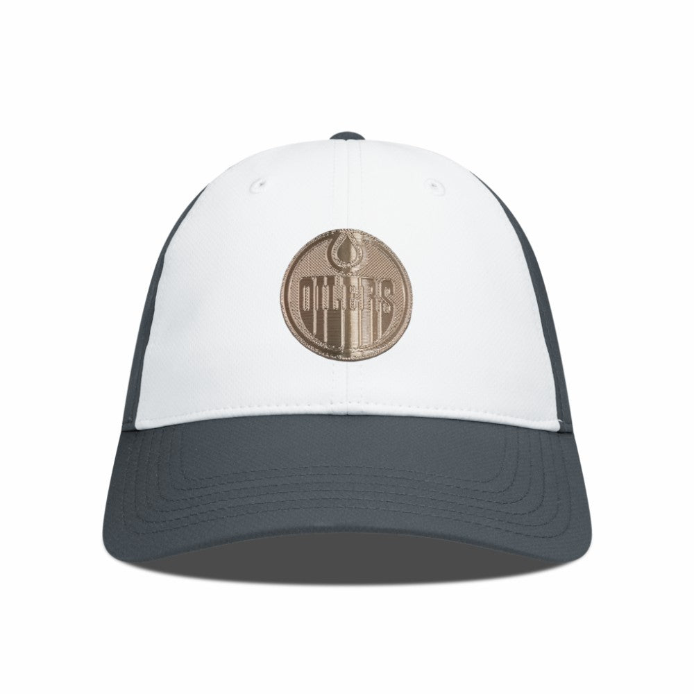 Edmonton Oilers Levelwear Endure Copper Insignia Adjustable Hat - White/Charcoal | US 203155876