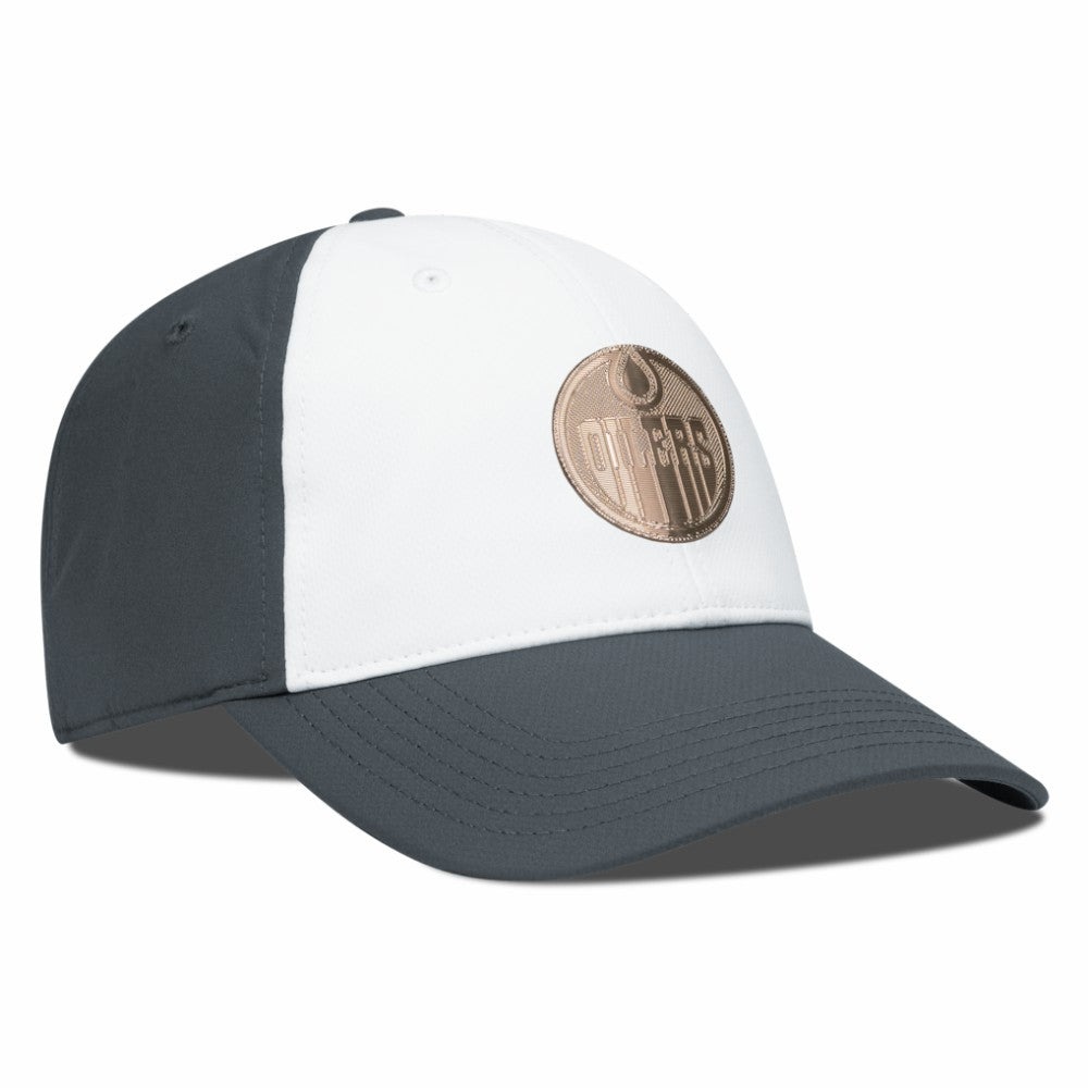 Edmonton Oilers Levelwear Endure Copper Insignia Adjustable Hat - White/Charcoal | US 203155876