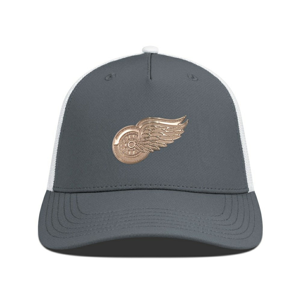Detroit Red Wings Levelwear Signal Copper Insignia Trucker Adjustable Hat - Charcoal/White | US 203155894