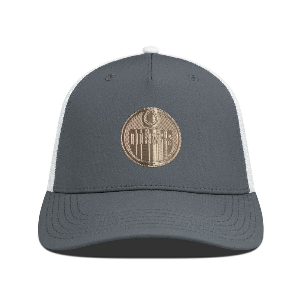 Edmonton Oilers Levelwear Signal Copper Insignia Trucker Adjustable Hat - Charcoal/White | US 203155896