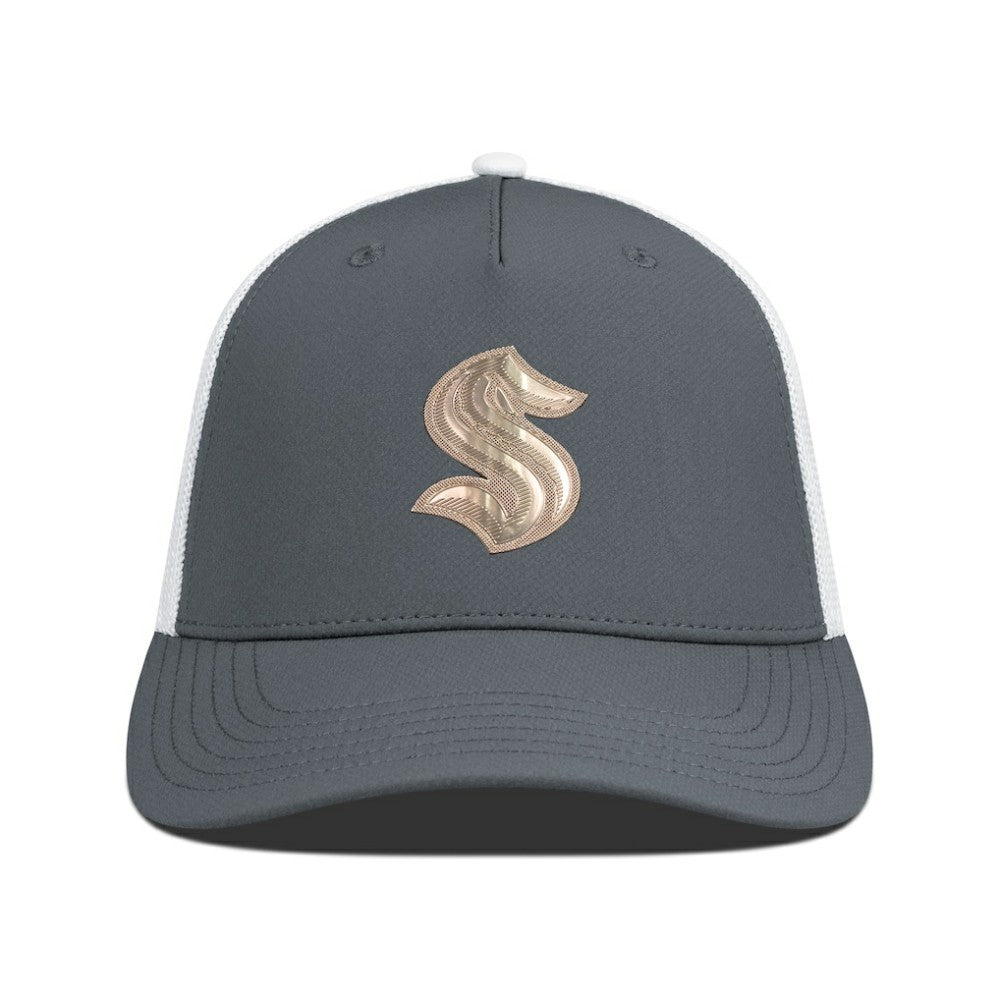 Seattle Kraken Levelwear Signal Copper Insignia Trucker Adjustable Hat - Charcoal/White | US 203155904