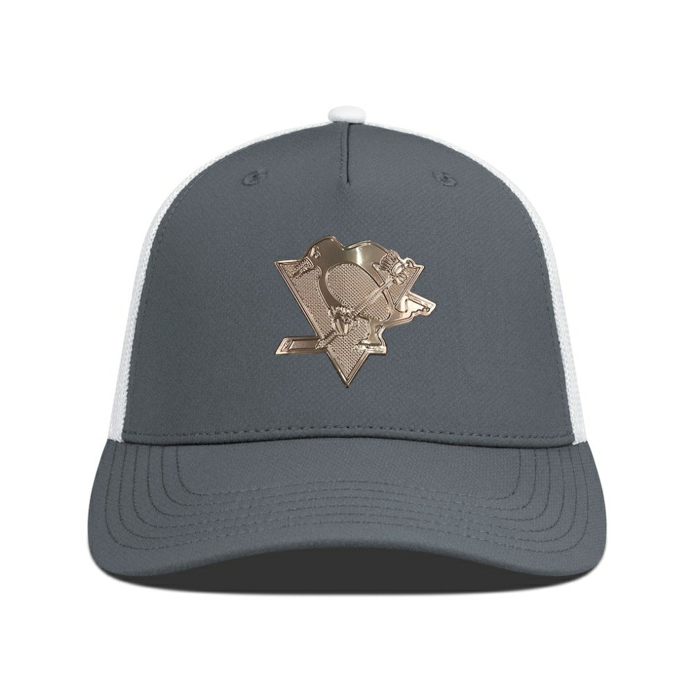 Pittsburgh Penguins Levelwear Signal Copper Insignia Trucker Adjustable Hat - Charcoal/White | US 203155920