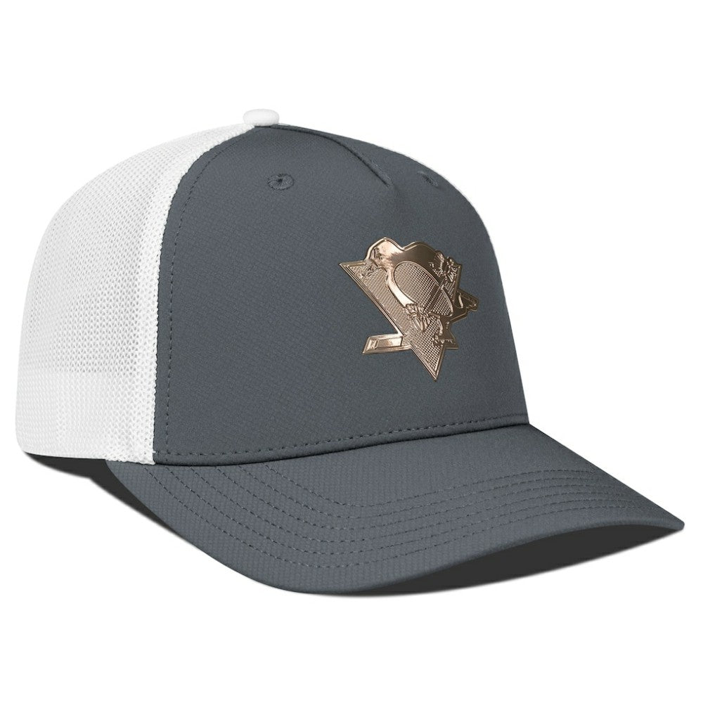 Pittsburgh Penguins Levelwear Signal Copper Insignia Trucker Adjustable Hat - Charcoal/White | US 203155920