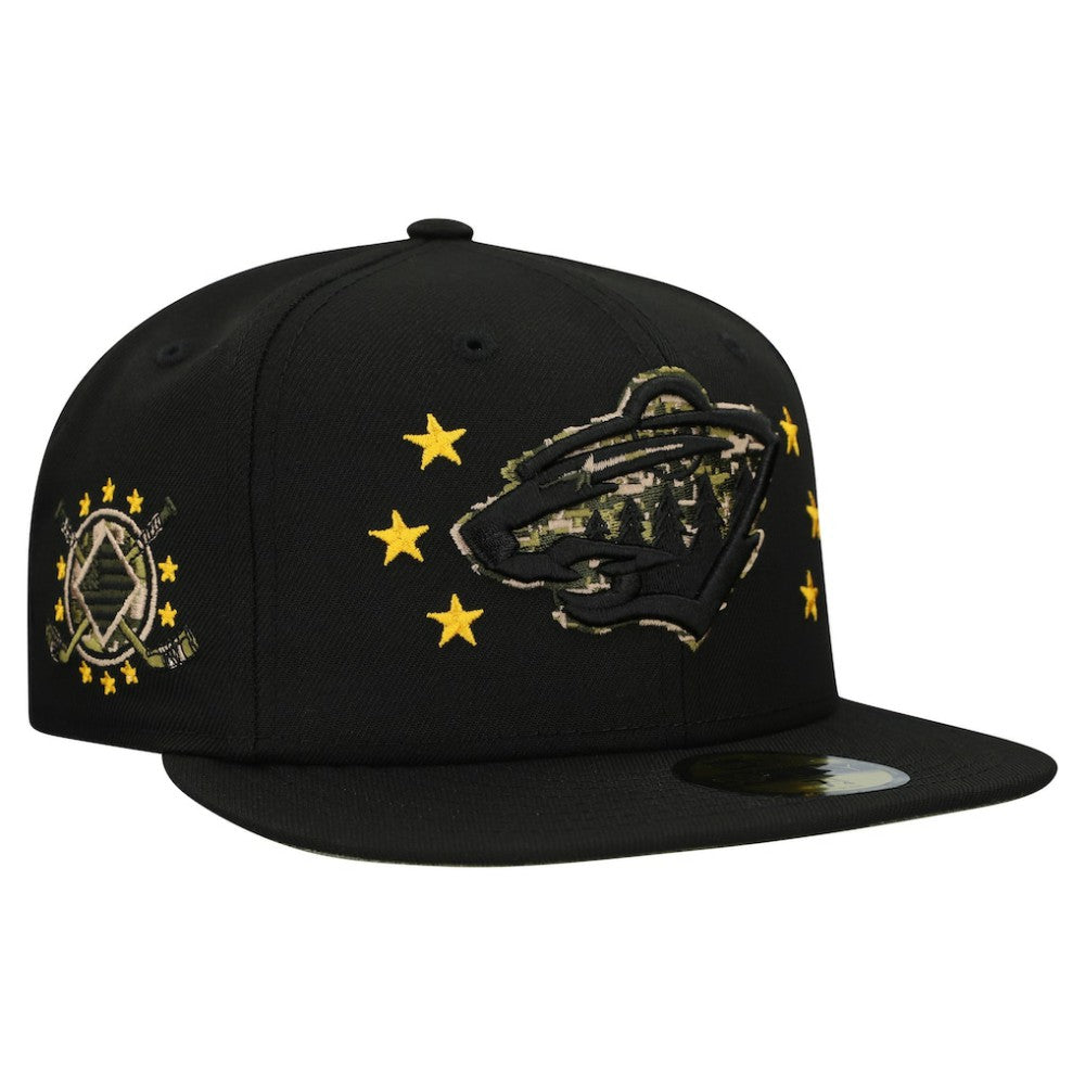 Minnesota Wild New Era Military Appreciation Digital Camo Stars 59FIFTY Fitted Hat - Black | US 203156192