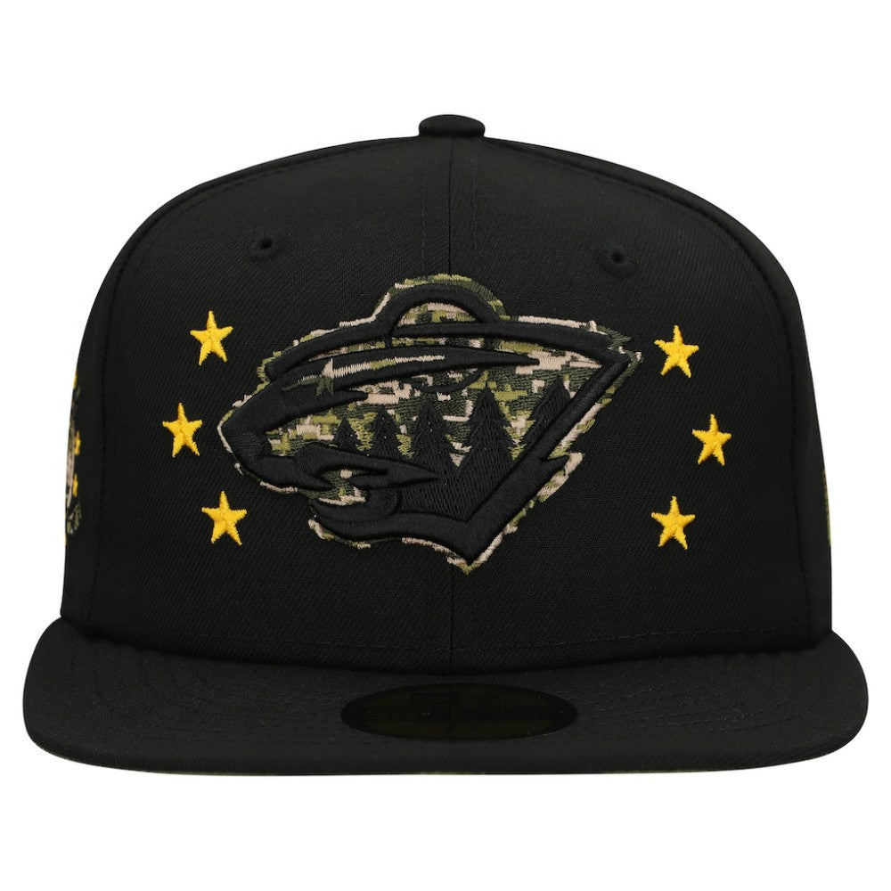 Minnesota Wild New Era Military Appreciation Digital Camo Stars 59FIFTY Fitted Hat - Black | US 203156192