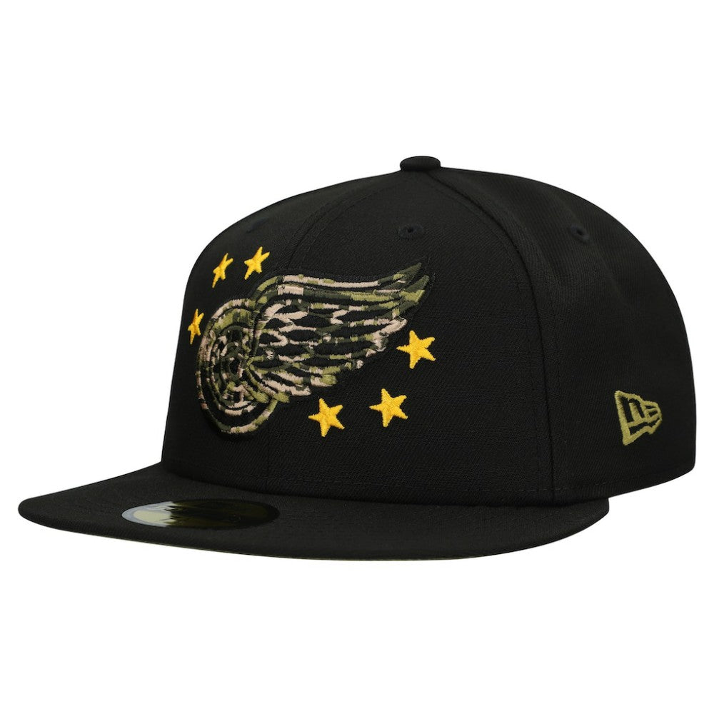 Detroit Red Wings New Era Military Appreciation Digital Camo Stars 59FIFTY Fitted Hat - Black | US 203156198