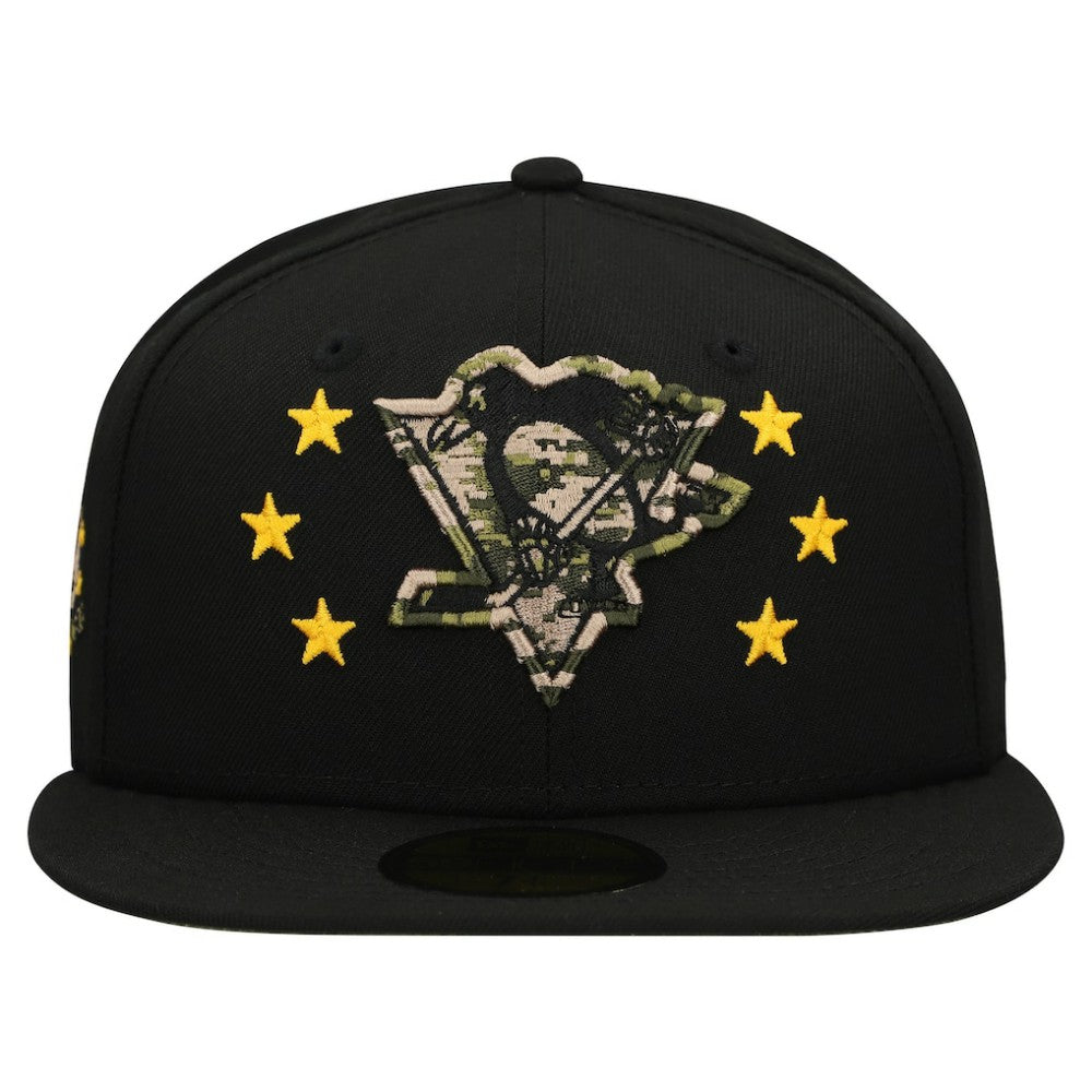 Pittsburgh Penguins New Era Military Appreciation Digital Camo Stars 59FIFTY Fitted Hat - Black | US 203156201
