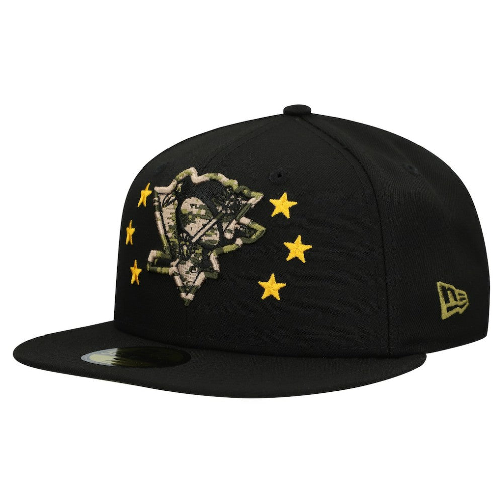 Pittsburgh Penguins New Era Military Appreciation Digital Camo Stars 59FIFTY Fitted Hat - Black | US 203156201