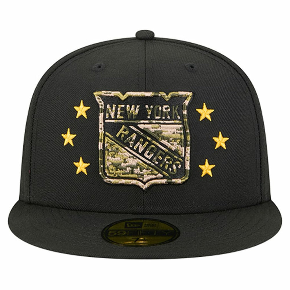 New York Rangers New Era Military Appreciation Digital Camo Stars 59FIFTY Fitted Hat - Black | US 203156204