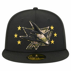San Jose Sharks New Era Military Appreciation Digital Camo Stars 59FIFTY Fitted Hat - Black | US 203156207