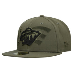 Minnesota Wild New Era Military Appreciation Flag 59FIFTY Fitted Hat - Olive | US 203156212
