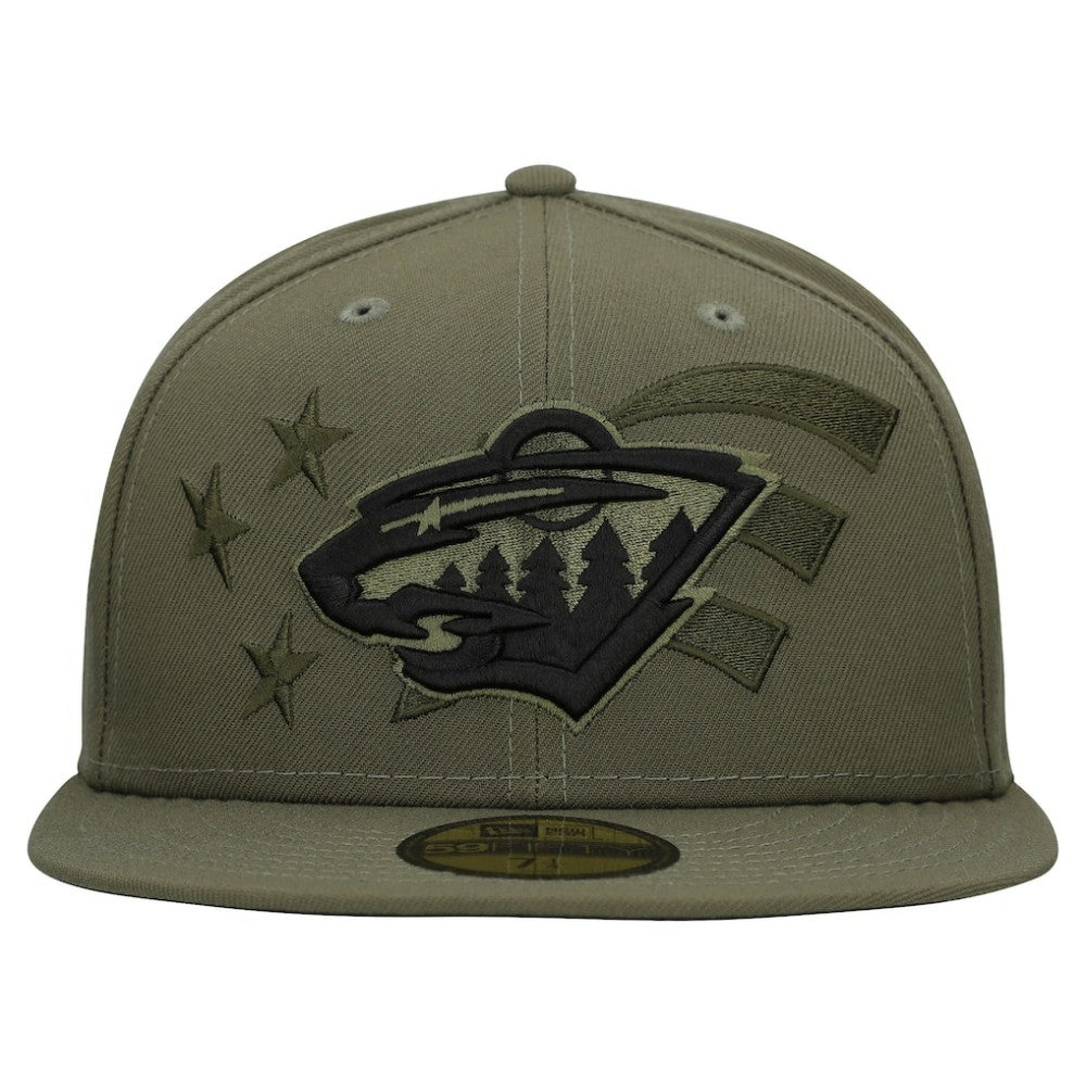 Minnesota Wild New Era Military Appreciation Flag 59FIFTY Fitted Hat - Olive | US 203156212