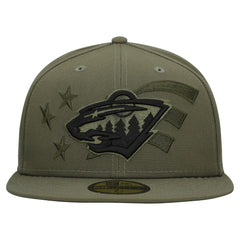 Minnesota Wild New Era Military Appreciation Flag 59FIFTY Fitted Hat - Olive | US 203156212