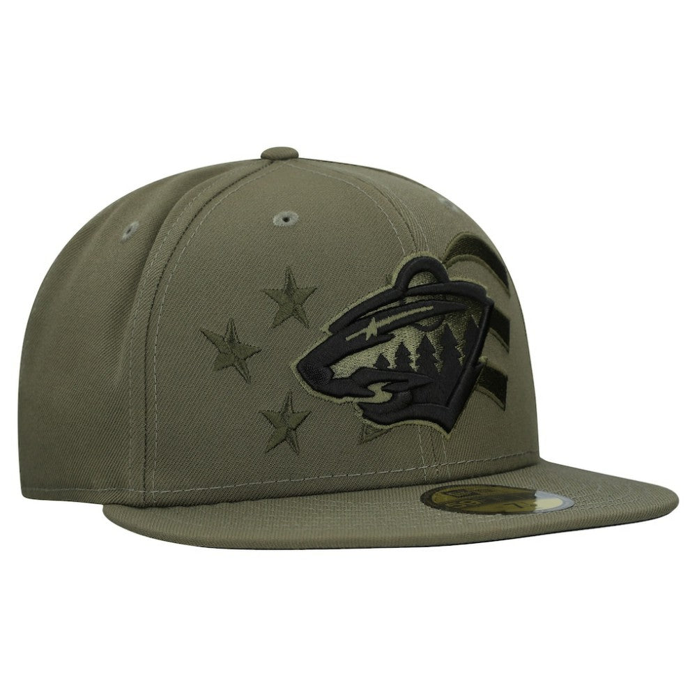 Minnesota Wild New Era Military Appreciation Flag 59FIFTY Fitted Hat - Olive | US 203156212