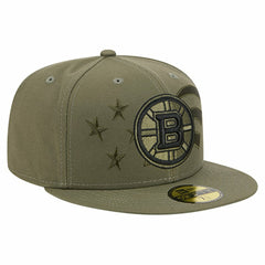 Boston Bruins New Era Military Appreciation Flag 59FIFTY Fitted Hat - Olive | US 203156213
