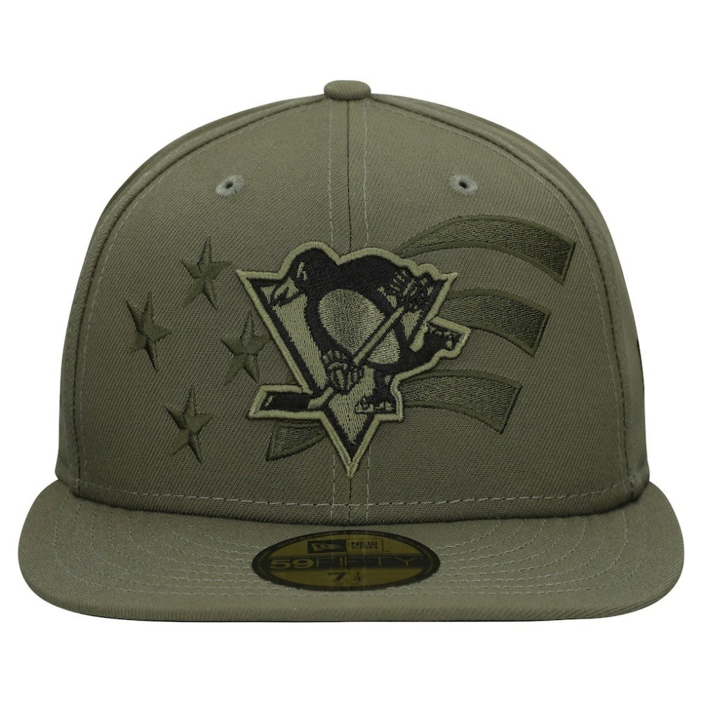 Pittsburgh Penguins New Era Military Appreciation Flag 59FIFTY Fitted Hat - Olive | US 203156218