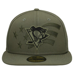 Pittsburgh Penguins New Era Military Appreciation Flag 59FIFTY Fitted Hat - Olive | US 203156218