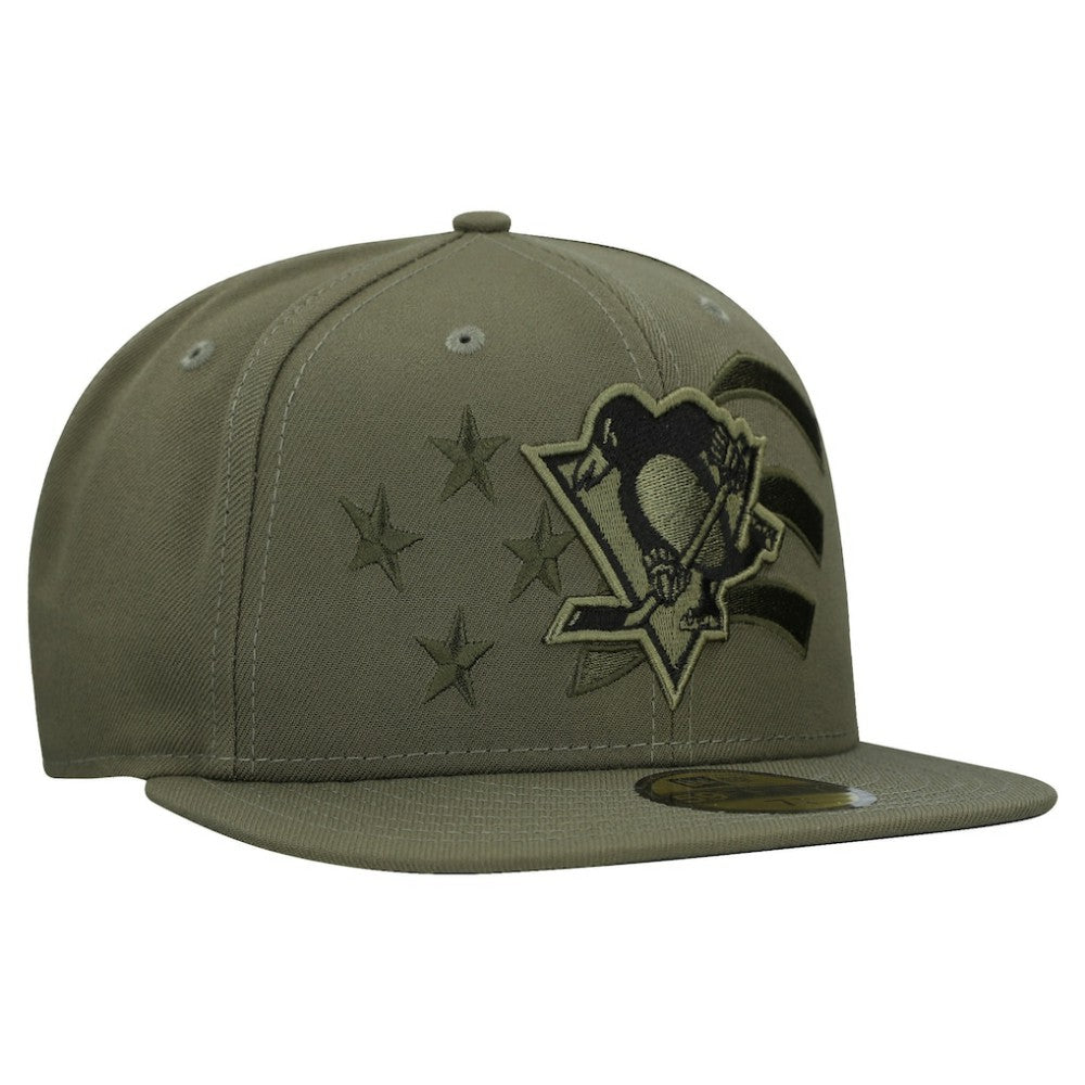 Pittsburgh Penguins New Era Military Appreciation Flag 59FIFTY Fitted Hat - Olive | US 203156218