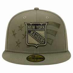 New York Rangers New Era Military Appreciation Flag 59FIFTY Fitted Hat - Olive | US 203156221