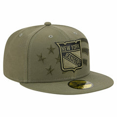 New York Rangers New Era Military Appreciation Flag 59FIFTY Fitted Hat - Olive | US 203156221
